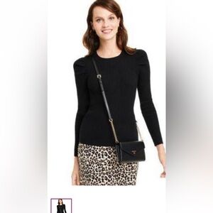 Charter Club Cashmere Sweater Black Puff Sleve